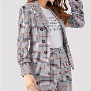 Trendy Office Perfect Plaid Blazer Gray/Gray